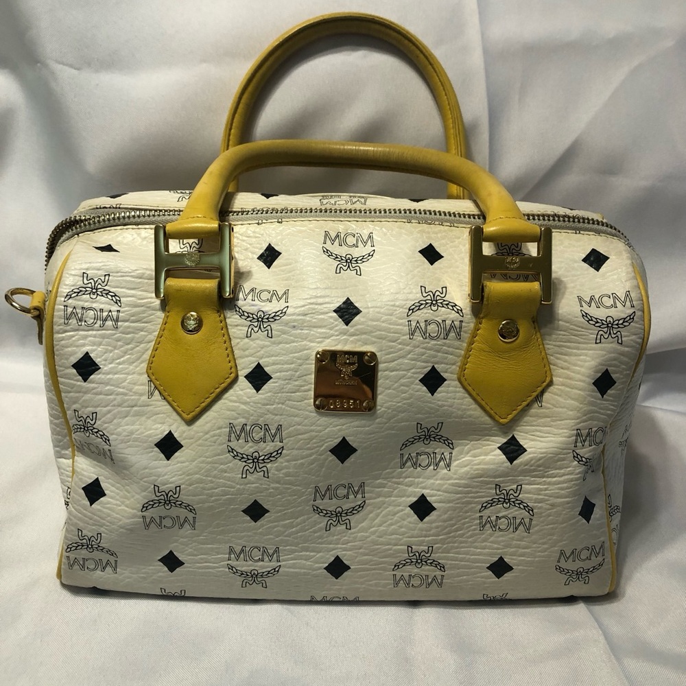 MCM White and Yellow Handbag